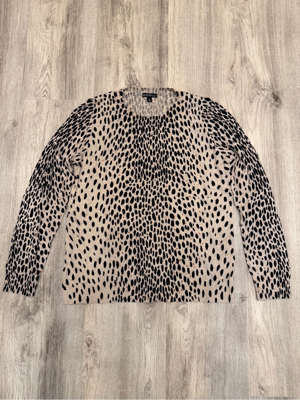 J.Crew Mercantile Leopard Animal Print Cotton Sweater Large